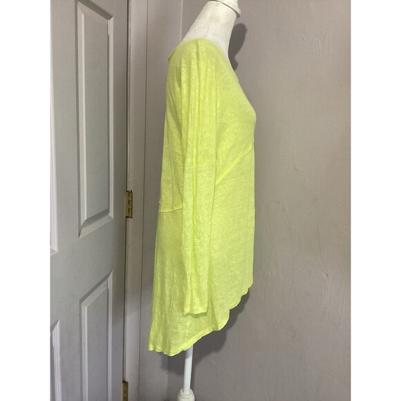 Blue Tassel Anthropologie Pura Tunic Long Sleeve Yellow 100% Linen M - Picture 3 of 6